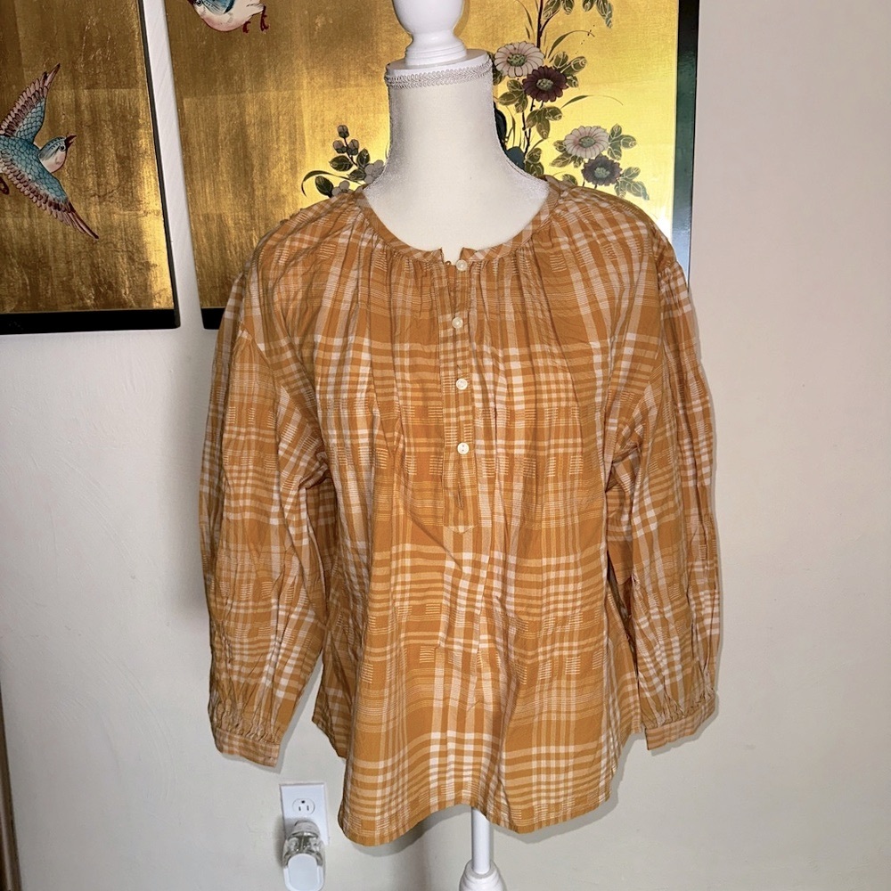 Universal Thread Mustard Plaid Blouse
